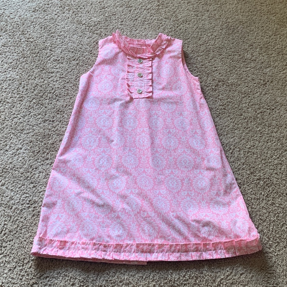 SHRIMP & GRITS KIDS‎ Floral pink Easter Dress Pink Sz 7 pleated neck cotton